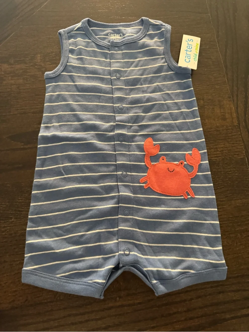 Blue Alligator & Carter’s Striped Crab Short Sleeve two-Piece romper Set